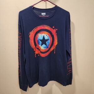 MARVEL Capitan America Navy Blue Long Sleeves Unisex tshirt size L (42/44)